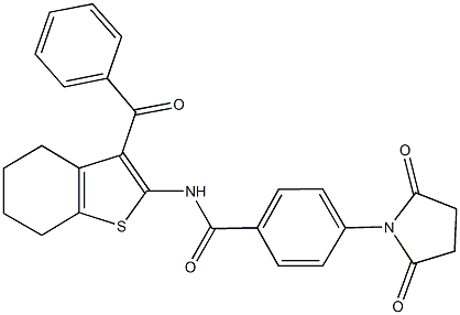 N-(3-benzoyl-4,5,6,7-tetrahydro-1-benzothien-2-yl)-4-(2,5-dioxo-1-pyrrolidinyl)benzamide Struktur