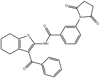 N-(3-benzoyl-4,5,6,7-tetrahydro-1-benzothien-2-yl)-3-(2,5-dioxo-1-pyrrolidinyl)benzamide Struktur