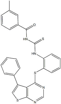 N-(3-methylbenzoyl)-N'-{2-[(5-phenylthieno[2,3-d]pyrimidin-4-yl)sulfanyl]phenyl}thiourea,461653-42-9,结构式