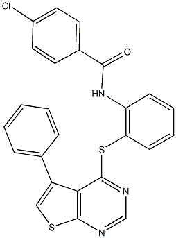 4-chloro-N-{2-[(5-phenylthieno[2,3-d]pyrimidin-4-yl)sulfanyl]phenyl}benzamide,461656-57-5,结构式