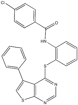 4-chloro-N-{2-[(5-phenylthieno[2,3-d]pyrimidin-4-yl)sulfanyl]phenyl}benzamide Structure