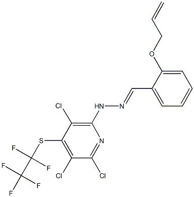 2-(allyloxy)benzaldehyde {3,5,6-trichloro-4-[(1,1,2,2,2-pentafluoroethyl)sulfanyl]-2-pyridinyl}hydrazone Struktur