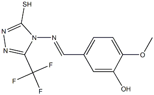 2-methoxy-5-({[3-sulfanyl-5-(trifluoromethyl)-4H-1,2,4-triazol-4-yl]imino}methyl)phenol 结构式