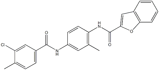 N-{4-[(3-chloro-4-methylbenzoyl)amino]-2-methylphenyl}-1-benzofuran-2-carboxamide Structure