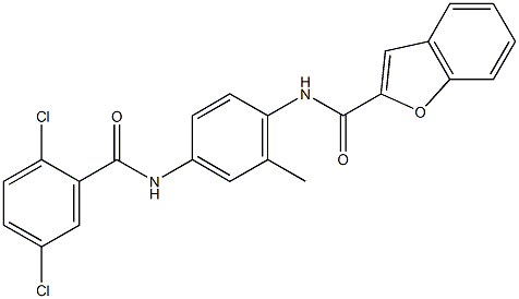 N-{4-[(2,5-dichlorobenzoyl)amino]-2-methylphenyl}-1-benzofuran-2-carboxamide,462062-93-7,结构式