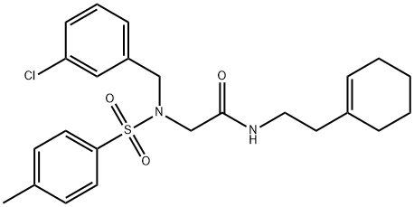 2-{(3-chlorobenzyl)[(4-methylphenyl)sulfonyl]amino}-N-(2-cyclohex-1-en-1-ylethyl)acetamide 化学構造式