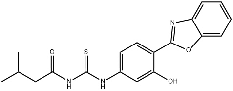 N-[4-(1,3-benzoxazol-2-yl)-3-hydroxyphenyl]-N'-(3-methylbutanoyl)thiourea Structure