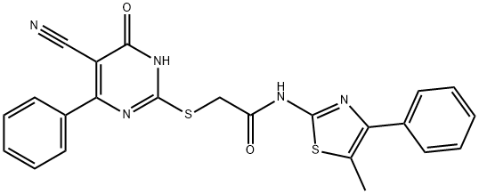 2-[(5-cyano-6-oxo-4-phenyl-1,6-dihydropyrimidin-2-yl)sulfanyl]-N-(5-methyl-4-phenyl-1,3-thiazol-2-yl)acetamide Structure