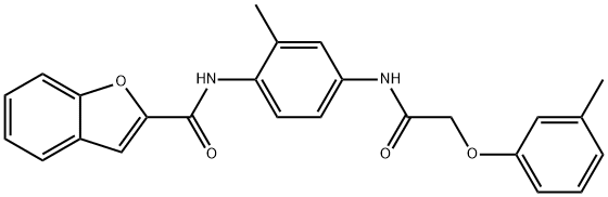 N-(2-methyl-4-{[(3-methylphenoxy)acetyl]amino}phenyl)-1-benzofuran-2-carboxamide,462622-47-5,结构式