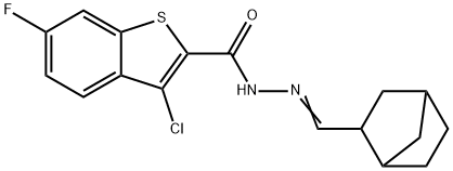 N'-(bicyclo[2.2.1]hept-2-ylmethylene)-3-chloro-6-fluoro-1-benzothiophene-2-carbohydrazide Structure