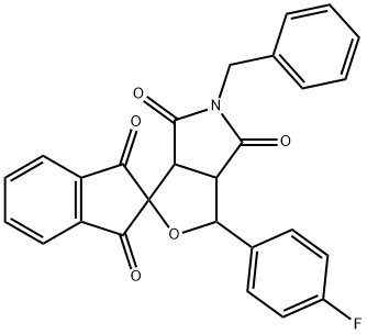 5-benzyl-1-(4-fluorophenyl)-3a,6a-dihydrosprio[1H-furo[3,4-c]pyrrole-3,2'-(1'H)-indene]-1',3',4,6(2'H,3H,5H)-tetrone Structure