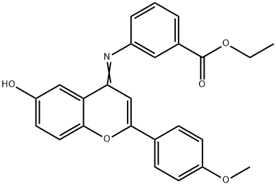 ethyl 3-{[6-hydroxy-2-(4-methoxyphenyl)-4H-chromen-4-ylidene]amino}benzoate Structure