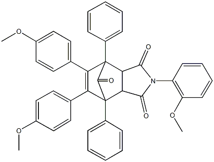 4-(2-methoxyphenyl)-8,9-bis(4-methoxyphenyl)-1,7-diphenyl-4-azatricyclo[5.2.1.0~2,6~]dec-8-ene-3,5,10-trione Struktur