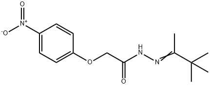 2-{4-nitrophenoxy}-N'-(1,2,2-trimethylpropylidene)acetohydrazide Struktur