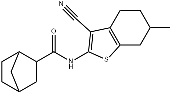 N-(3-cyano-6-methyl-4,5,6,7-tetrahydro-1-benzothien-2-yl)bicyclo[2.2.1]heptane-2-carboxamide 结构式