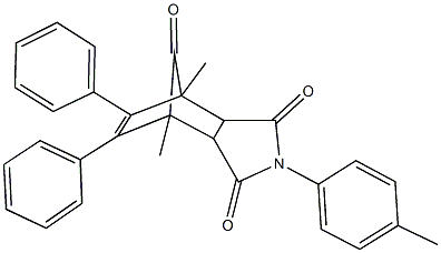 1,7-dimethyl-4-(4-methylphenyl)-8,9-diphenyl-4-azatricyclo[5.2.1.0~2,6~]dec-8-ene-3,5,10-trione Struktur