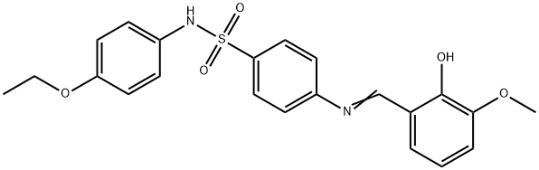 N-(4-ethoxyphenyl)-4-[(2-hydroxy-3-methoxybenzylidene)amino]benzenesulfonamide 化学構造式