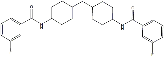 3-fluoro-N-[4-({4-[(3-fluorobenzoyl)amino]cyclohexyl}methyl)cyclohexyl]benzamide 化学構造式