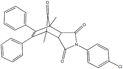 4-(4-chlorophenyl)-1,7-dimethyl-8,9-diphenyl-4-azatricyclo[5.2.1.0~2,6~]dec-8-ene-3,5,10-trione 结构式