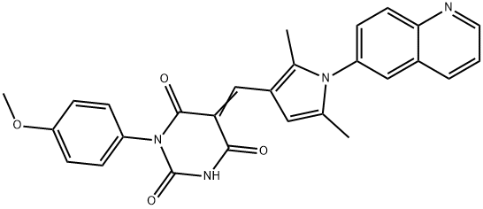 5-{[2,5-dimethyl-1-(6-quinolinyl)-1H-pyrrol-3-yl]methylene}-1-(4-methoxyphenyl)-2,4,6(1H,3H,5H)-pyrimidinetrione|