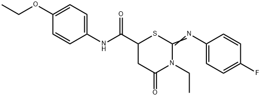 N-(4-ethoxyphenyl)-3-ethyl-2-[(4-fluorophenyl)imino]-4-oxo-1,3-thiazinane-6-carboxamide Structure