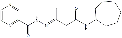 N-cycloheptyl-3-[(2-pyrazinylcarbonyl)hydrazono]butanamide Struktur