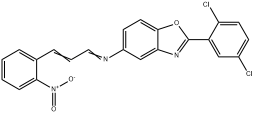 2-(2,5-dichlorophenyl)-5-[(3-{2-nitrophenyl}-2-propenylidene)amino]-1,3-benzoxazole 化学構造式