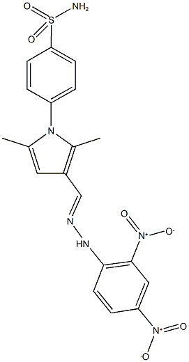 4-[3-(2-{2,4-bisnitrophenyl}carbohydrazonoyl)-2,5-dimethyl-1H-pyrrol-1-yl]benzenesulfonamide Structure