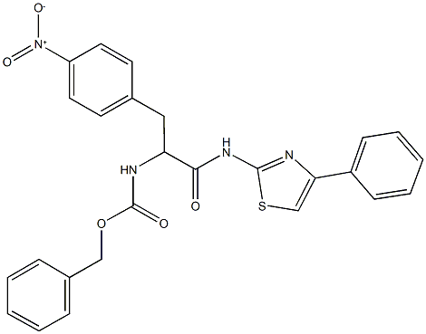 benzyl 1-{4-nitrobenzyl}-2-oxo-2-[(4-phenyl-1,3-thiazol-2-yl)amino]ethylcarbamate Struktur