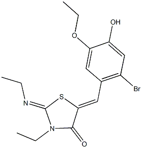 5-(2-bromo-5-ethoxy-4-hydroxybenzylidene)-3-ethyl-2-(ethylimino)-1,3-thiazolidin-4-one,471919-81-0,结构式
