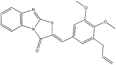 2-(3-allyl-4,5-dimethoxybenzylidene)[1,3]thiazolo[3,2-a]benzimidazol-3(2H)-one Struktur