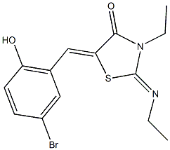 5-(5-bromo-2-hydroxybenzylidene)-3-ethyl-2-(ethylimino)-1,3-thiazolidin-4-one,472998-61-1,结构式