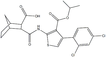 3-({[4-(2,4-dichlorophenyl)-3-(isopropoxycarbonyl)thien-2-yl]amino}carbonyl)bicyclo[2.2.1]heptane-2-carboxylic acid Structure