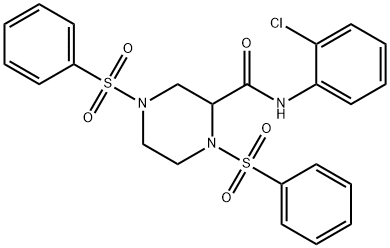 N-(2-chlorophenyl)-1,4-bis(phenylsulfonyl)-2-piperazinecarboxamide Structure