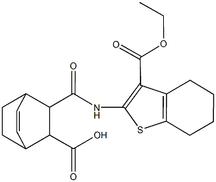 3-({[3-(ethoxycarbonyl)-4,5,6,7-tetrahydro-1-benzothien-2-yl]amino}carbonyl)bicyclo[2.2.2]oct-5-ene-2-carboxylic acid Structure