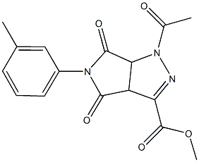 methyl 1-acetyl-5-(3-methylphenyl)-4,6-dioxo-1,3a,4,5,6,6a-hexahydropyrrolo[3,4-c]pyrazole-3-carboxylate Struktur