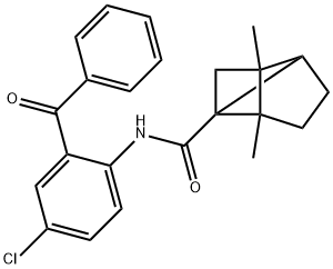 N-(2-benzoyl-4-chlorophenyl)-2,6-dimethyltricyclo[3.2.0.0~2,6~]heptane-1-carboxamide 结构式