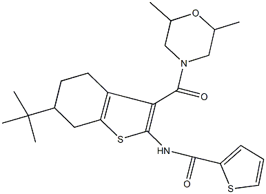 N-{6-tert-butyl-3-[(2,6-dimethyl-4-morpholinyl)carbonyl]-4,5,6,7-tetrahydro-1-benzothien-2-yl}-2-thiophenecarboxamide Structure