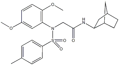 N-bicyclo[2.2.1]hept-2-yl-2-{2,5-dimethoxy[(4-methylphenyl)sulfonyl]anilino}acetamide Structure