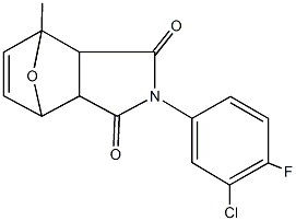 4-(3-chloro-4-fluorophenyl)-1-methyl-10-oxa-4-azatricyclo[5.2.1.0~2,6~]dec-8-ene-3,5-dione 化学構造式