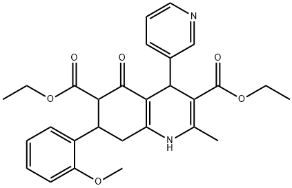 diethyl 7-(2-methoxyphenyl)-2-methyl-5-oxo-4-(3-pyridinyl)-1,4,5,6,7,8-hexahydro-3,6-quinolinedicarboxylate 化学構造式