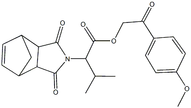 2-(4-methoxyphenyl)-2-oxoethyl 2-(3,5-dioxo-4-azatricyclo[5.2.1.0~2,6~]dec-8-en-4-yl)-3-methylbutanoate Structure