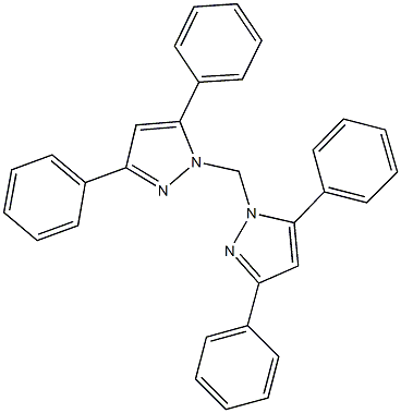 1,1′-メチレンビス(3,5-ジフェニル-1H-ピラゾール) 化学構造式