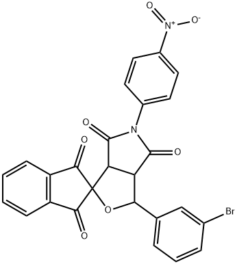 1-(3-bromophenyl)-5-(4-nitrophenyl)-1,3-dihydrospiro(1H-furo[3,4-c]pyrrole-3,2'-[1'H]-indene)-1',3',4,6(2'H,3H,5H)-tetrone Structure