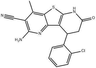 2-amino-9-(2-chlorophenyl)-4-methyl-7-oxo-6,7,8,9-tetrahydrothieno[2,3-b:4,5-b']dipyridine-3-carbonitrile,475115-47-0,结构式