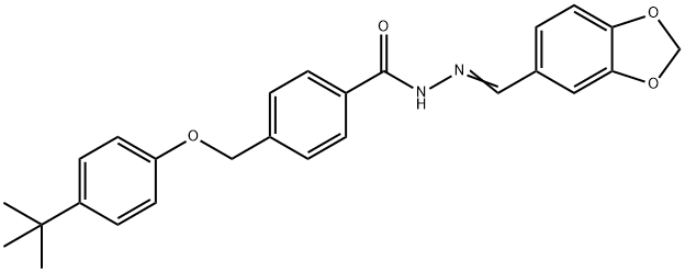 N'-(1,3-benzodioxol-5-ylmethylene)-4-[(4-tert-butylphenoxy)methyl]benzohydrazide 结构式