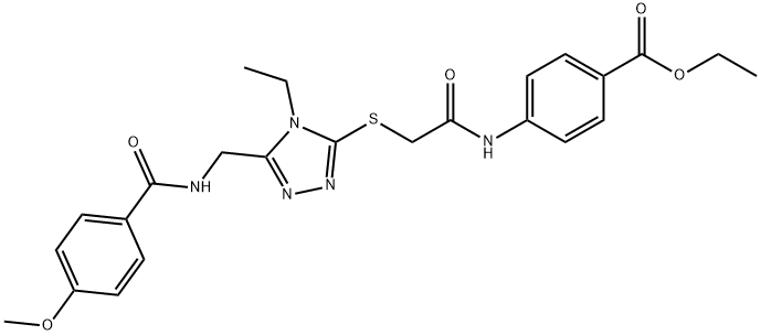 ethyl 4-({[(4-ethyl-5-{[(4-methoxybenzoyl)amino]methyl}-4H-1,2,4-triazol-3-yl)sulfanyl]acetyl}amino)benzoate Structure