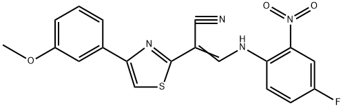 3-{4-fluoro-2-nitroanilino}-2-[4-(3-methoxyphenyl)-1,3-thiazol-2-yl]acrylonitrile Structure