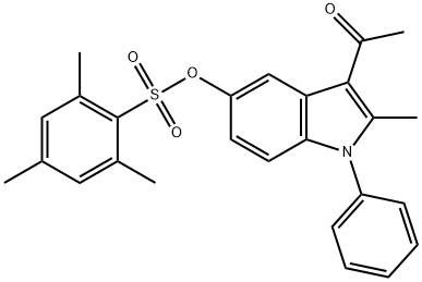 3-acetyl-2-methyl-1-phenyl-1H-indol-5-yl 2,4,6-trimethylbenzenesulfonate,477308-87-5,结构式