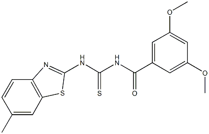 N-(3,5-dimethoxybenzoyl)-N'-(6-methyl-1,3-benzothiazol-2-yl)thiourea,477324-28-0,结构式